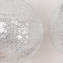 Set of 3 Shimmer Silver Sequin Fabric Hanging Lanterns, Large Decorative Round Foldable