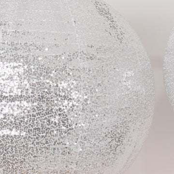 <h3 style="margin-left:0px;"><strong>Decorative Silver Sequin Fabric Hanging Lanterns</strong>