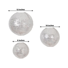 Set of 3 Shimmer Silver Sequin Fabric Hanging Lanterns