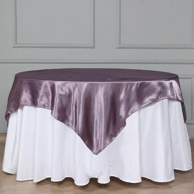 Satin Square Table Overlay 60"x60" Violet Amethyst - Luxurious Wedding Table Topper