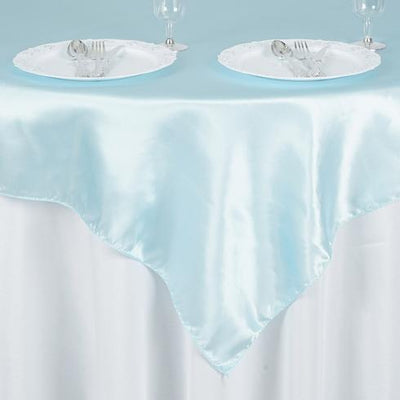 Satin Square Table Overlay 60"x60" Light Blue - Luxurious Wedding Table Topper