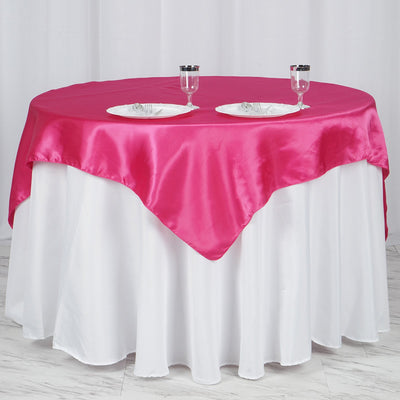 Satin Square Table Overlay 60"x60" Fuchsia - Luxurious Wedding Table Topper