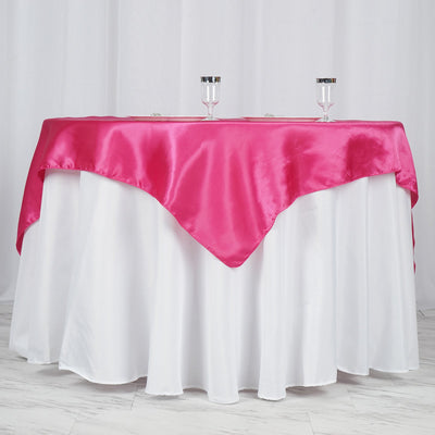 Satin Square Table Overlay 60"x60" Fuchsia - Luxurious Wedding Table Topper