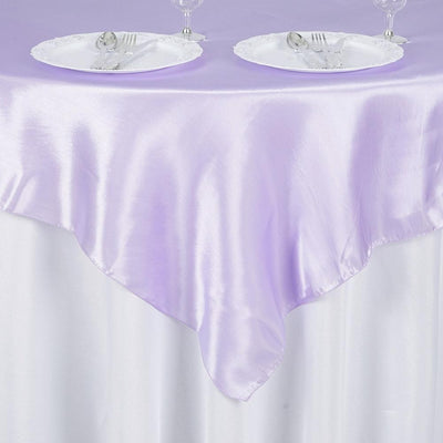 Satin Square Table Overlay 60"x60" Lavender Lilac - Luxurious Wedding Table Topper