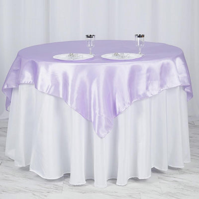 Satin Square Table Overlay 60"x60" Lavender Lilac - Luxurious Wedding Table Topper