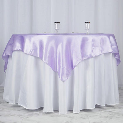 Satin Square Table Overlay 60"x60" Lavender Lilac - Luxurious Wedding Table Topper