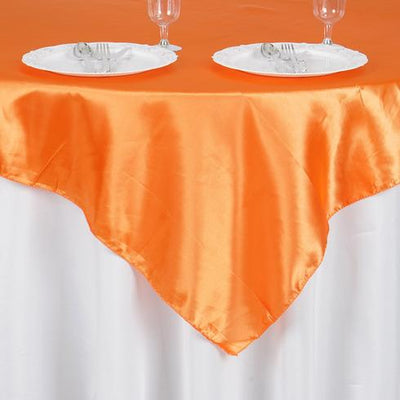 Satin Square Table Overlay 60"x60" Orange - Luxurious Wedding Table Topper