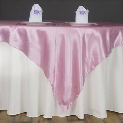 Satin Square Table Overlay 60"x60" Pink - Luxurious Wedding Table Topper