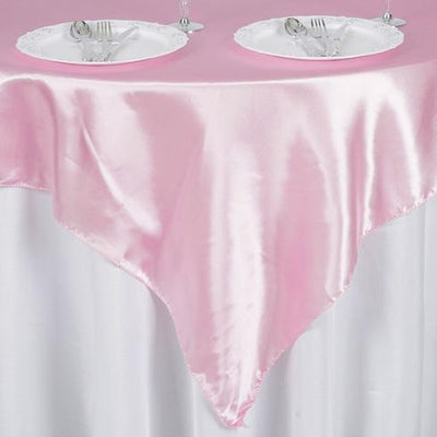 Satin Square Table Overlay 60"x60" Pink - Luxurious Wedding Table Topper