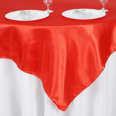 Satin Square Table Overlay 60"x60" Red - Luxurious Wedding Table Topper