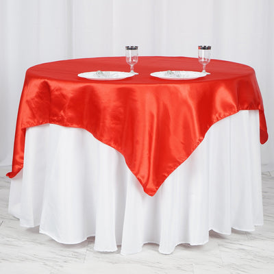 Satin Square Table Overlay 60"x60" Red - Luxurious Wedding Table Topper