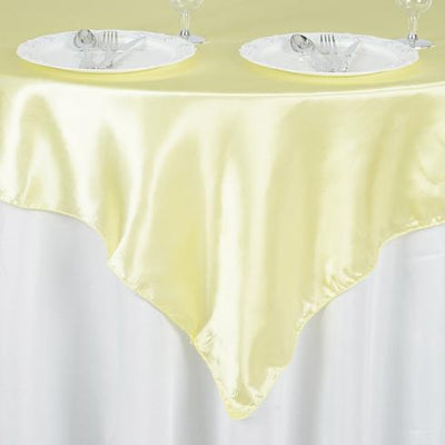 Satin Square Table Overlay 60"x60" Yellow - Luxurious Wedding Table Topper