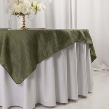 Dusty Sage Green Accordion Crinkle Taffeta Table Overlay, Square Tablecloth Topper