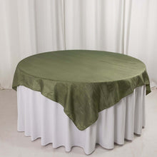 Dusty Sage Green Accordion Crinkle Taffeta Table Overlay, Square Tablecloth Topper