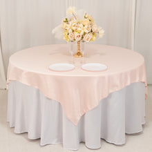 Blush Lamour Satin Table Overlay, Square Tablecloth Topper