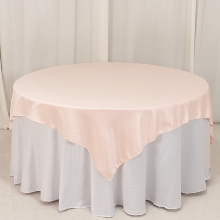 Blush Lamour Satin Table Overlay, Square Tablecloth Topper