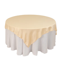 Beige Lamour Satin Table Overlay, Square Tablecloth Topper