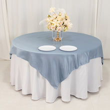 Dusty Blue Lamour Satin Table Overlay, Square Tablecloth Topper