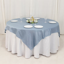 Dusty Blue Lamour Satin Table Overlay, Square Tablecloth Topper