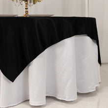 Black Lamour Satin Table Overlay, Square Tablecloth Topper