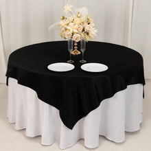 Black Lamour Satin Table Overlay, Square Tablecloth Topper