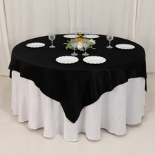 Black Lamour Satin Table Overlay, Square Tablecloth Topper