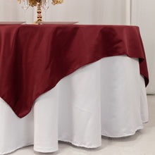 Burgundy Lamour Satin Table Overlay, Square Tablecloth Topper