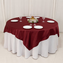 Burgundy Lamour Satin Table Overlay, Square Tablecloth Topper