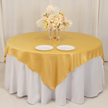 Champagne Lamour Satin Table Overlay, Square Tablecloth Topper