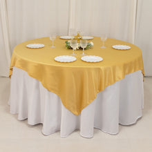 Champagne Lamour Satin Table Overlay, Square Tablecloth Topper