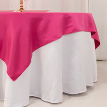 Fuchsia Lamour Satin Table Overlay, Square Tablecloth Topper