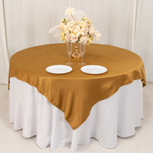 Gold Lamour Satin Table Overlay, Square Tablecloth Topper