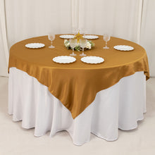 Gold Lamour Satin Table Overlay, Square Tablecloth Topper