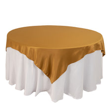 Gold Lamour Satin Table Overlay, Square Tablecloth Topper