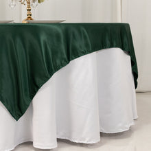 Hunter Emerald Green Lamour Satin Table Overlay, Square Tablecloth Topper