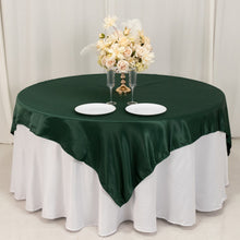 Hunter Emerald Green Lamour Satin Table Overlay, Square Tablecloth Topper