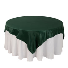 Hunter Emerald Green Lamour Satin Table Overlay, Square Tablecloth Topper