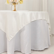 Ivory Lamour Satin Table Overlay, Square Tablecloth Topper