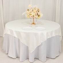 Ivory Lamour Satin Table Overlay, Square Tablecloth Topper