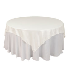 Ivory Lamour Satin Table Overlay, Square Tablecloth Topper