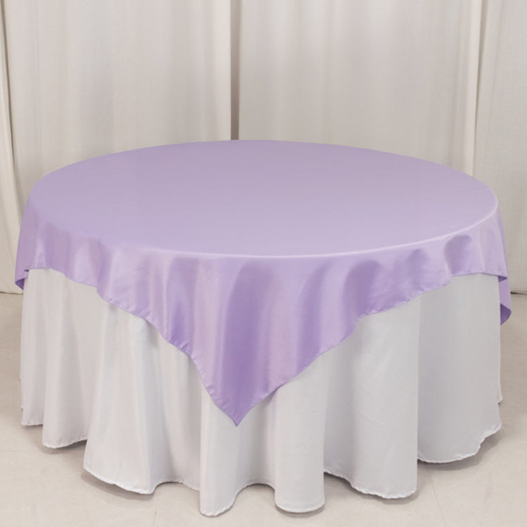 Lavender Lilac Lamour Satin Table Overlay, Square Tablecloth Topper