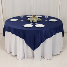 Navy Blue Lamour Satin Table Overlay, Square Tablecloth Topper