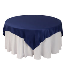 Navy Blue Lamour Satin Table Overlay, Square Tablecloth Topper