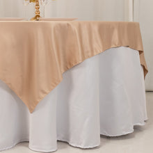 Nude Lamour Satin Table Overlay, Square Tablecloth Topper