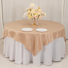 Nude Lamour Satin Table Overlay, Square Tablecloth Topper