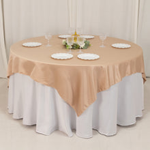 Nude Lamour Satin Table Overlay, Square Tablecloth Topper