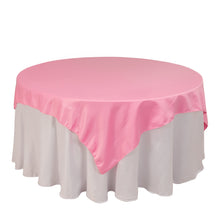 Pink Lamour Satin Table Overlay, Square Tablecloth Topper