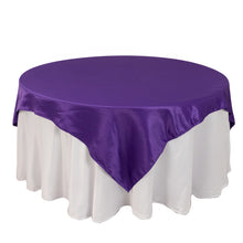 Purple Lamour Satin Table Overlay, Square Tablecloth Topper