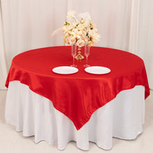 Red Lamour Satin Table Overlay, Square Tablecloth Topper