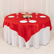 Red Lamour Satin Table Overlay, Square Tablecloth Topper